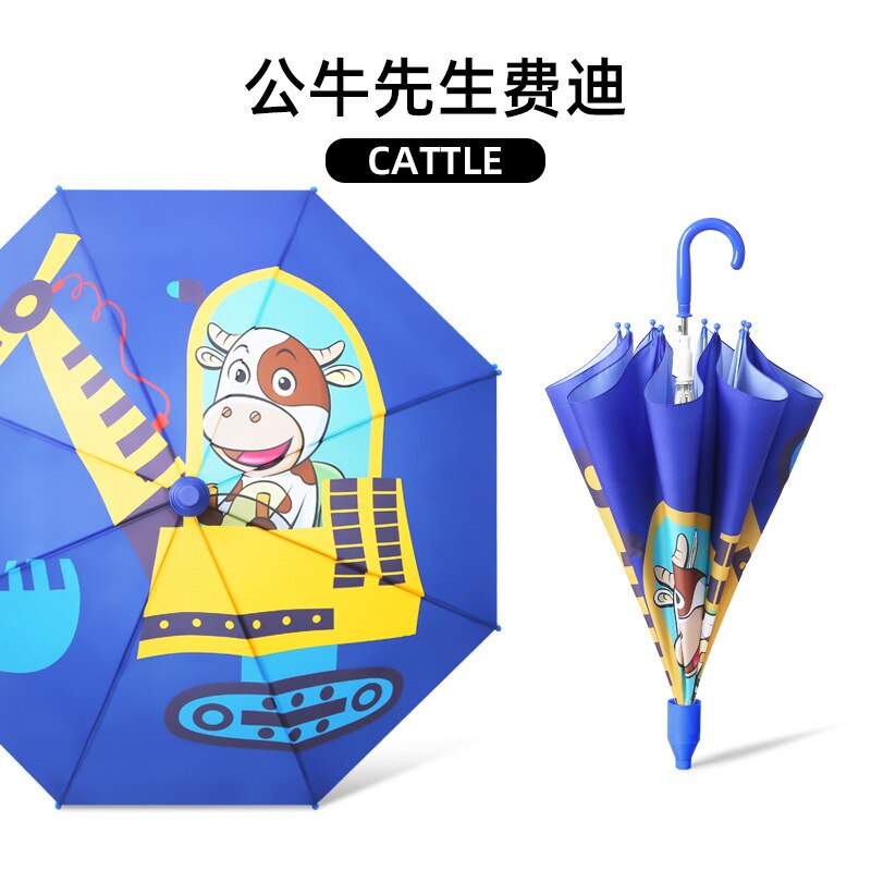 Solrig regn paraply med dobbelt anvendelse 8 ben børns paraply langt håndtag kid paraply studerende sød tegneserie illustration paraply: Tyr mr. freddie