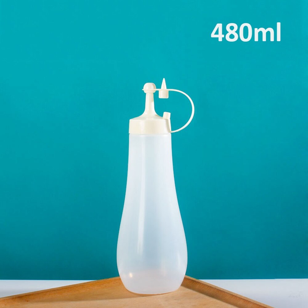 250/360/480/720ml bouteille de compression avec bouchon pour Ketchup moutarde Mayo Sauces chaudes huile d'olive Condiment presser bouteille outils de cuisine: 480ml-White