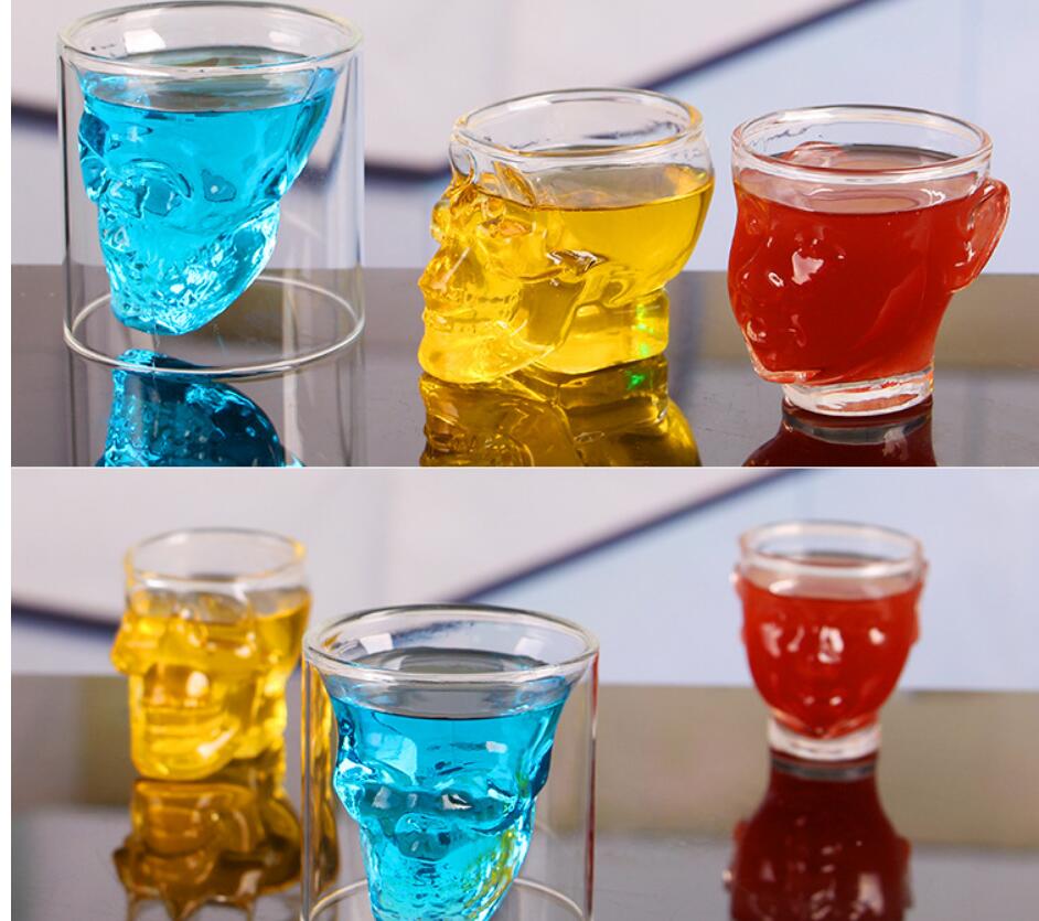 3D Double-Layer Creatieve Schedel Transparant Wijn Kristal Grappige Schedel Glas Hotsale Water Driking Glas Bier Mok Bar Voor party