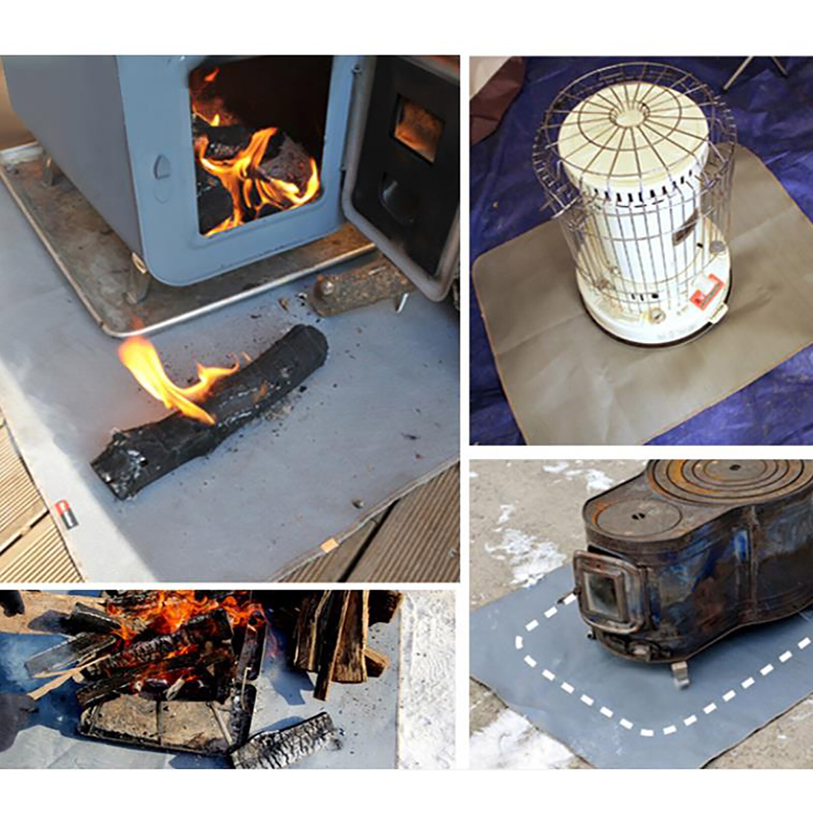 Brandsikker grillmåtte fantastisk til dæk brandsikker klud brandhætte måtterbeskytter anti-slid vandtæt glasfiber flammehæmmende klud