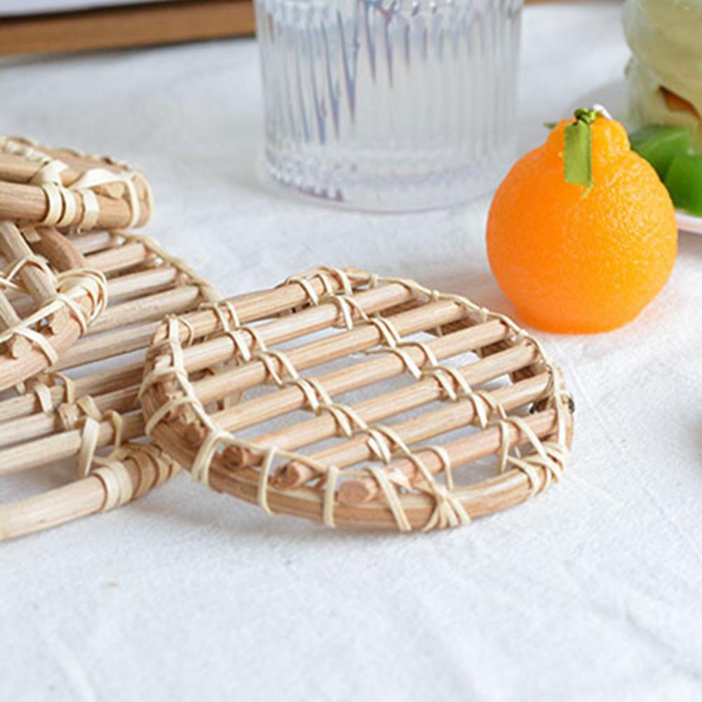 Tkane rattanowe taca przekąnarty kawa mata na stół fotografia rekwizyty Dom dekoracje kubek robić izolacji termicznej mata robić przechowywania kuchni