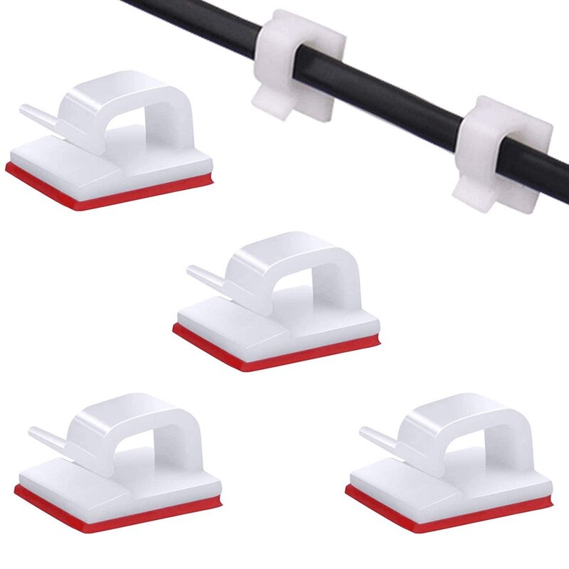 100 Self-Adhesive Cable Management Clips, Suitable for TV, Computer, Laptop, Ethernet Cable, Desktop Home Office