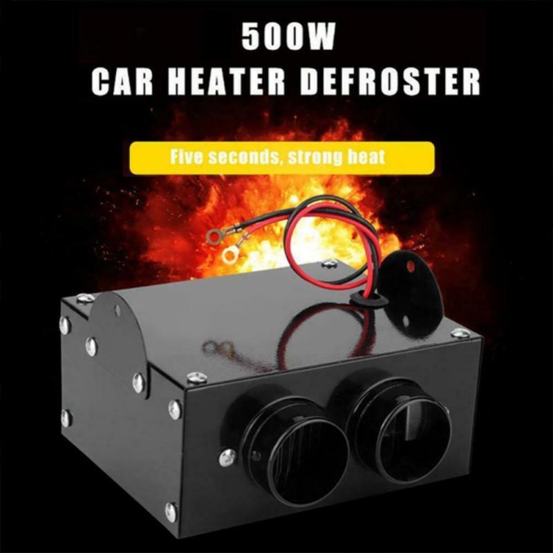 500W 12V /24V 2 Hole Car Vehicle Cooling Fan Warm Heater Windscreen Demister Defroster 2 In 1 Portable Auto Car Van Heater