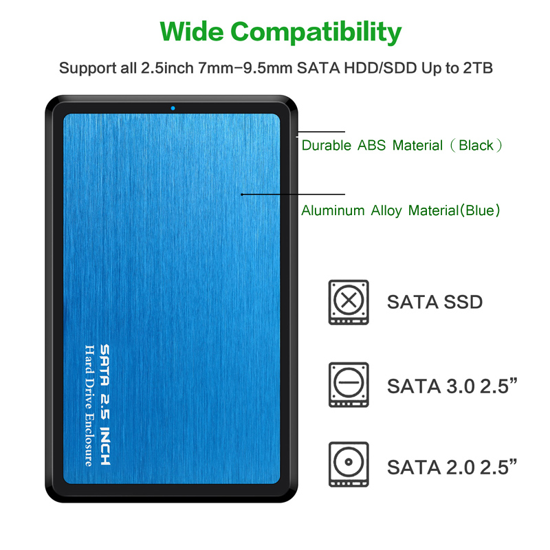 2.5 tums usb 3.0 to sata hdd fodral verktygsfritt stöd 6tb uasp protokoll hårddisk hölje aluminium & abs material