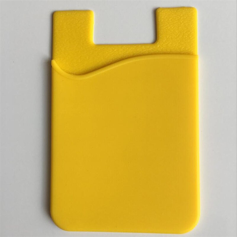 1Pc Dubbele Zak Elastische Stretch Siliconen Mobiele Telefoon Id Credit Kaarthouder Sticker Universal Wallet Case Kaarthouder: YELLOW