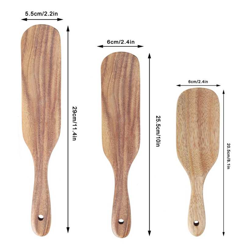 Teak Spatula Flat Shape Food Grade Wooden Cooking Spatula for Home Kitchen Cooking