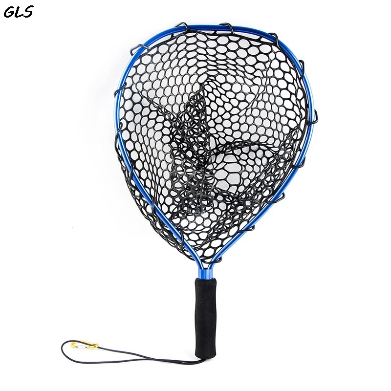 Aluminium Alloy Fly Fishing Net Brail Small Rubber Mesh Magnetic Clip Lanyard Fly Fishing Net