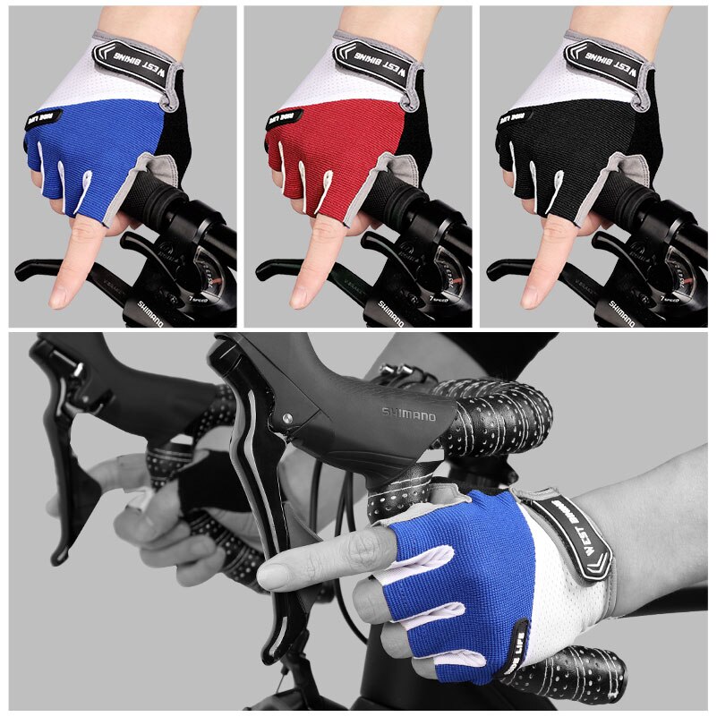 VIP - Cycling Glove Half Finger Gel Pad Breathable Sweat Washable Outdoor Sports MTB Gloves Non-Slip a Pair Bicycle Gloves