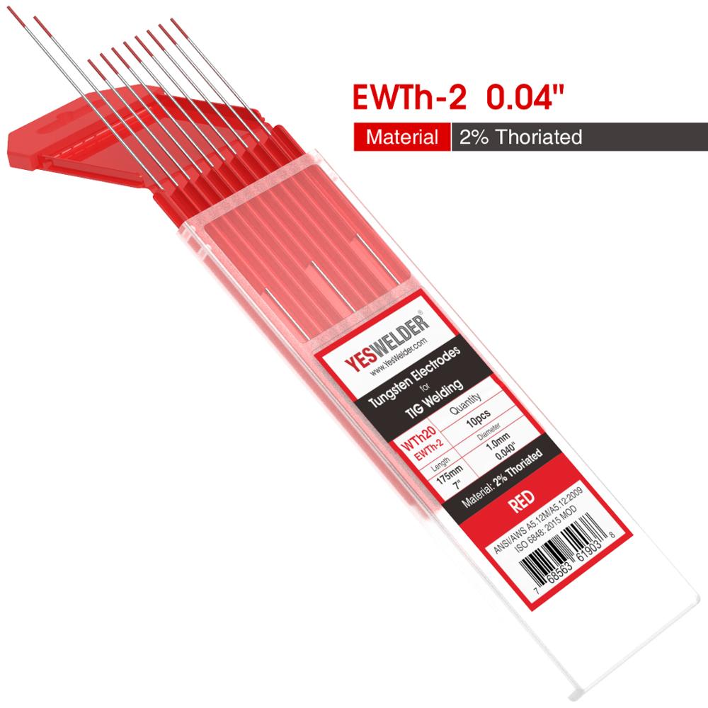 YESWELDER Wolfram elektroden 1,0/1,6/2,4/3,2/4,0*175mm WP WT20 WC20 WL15 WL20 WX Perücke-schweißen stangen: WT20-1.0