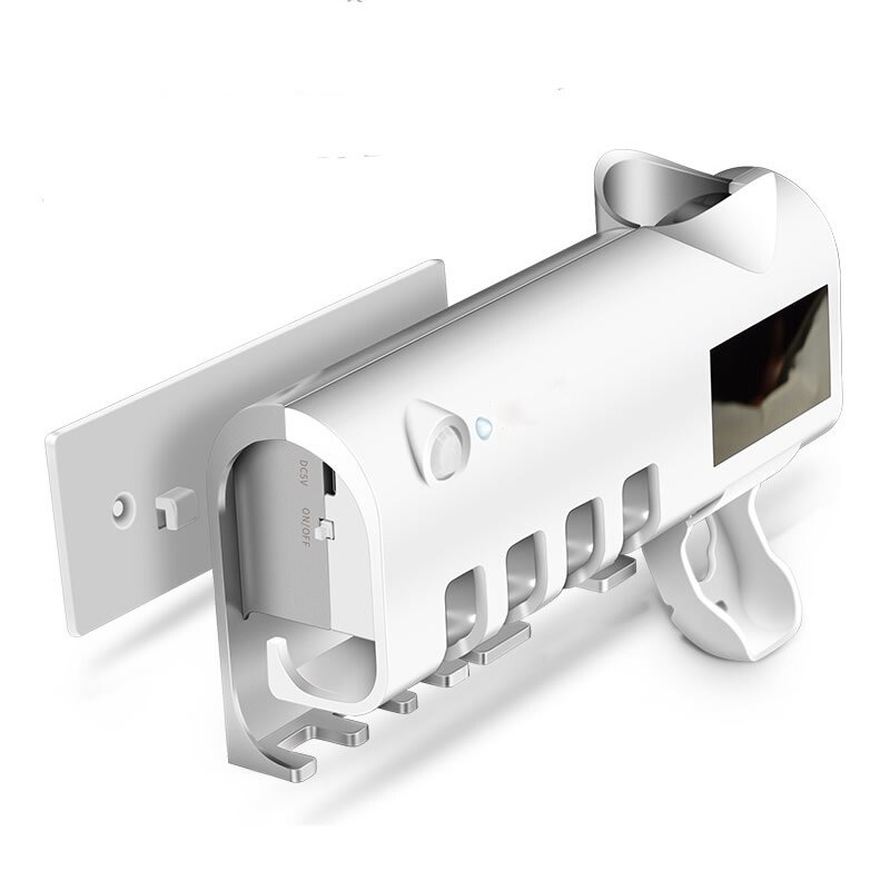 2 in 1 UV Light Ultraviolet Toothbrush Sterilizer Toothbrush Holder Automatic Toothpaste Squeezers Dispenser Home Bathroom Set