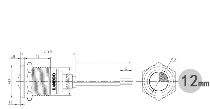12V 24V 12mm Metal LED Signal Indicator Light Lamp Red Green Blue Yellow White 10pcs