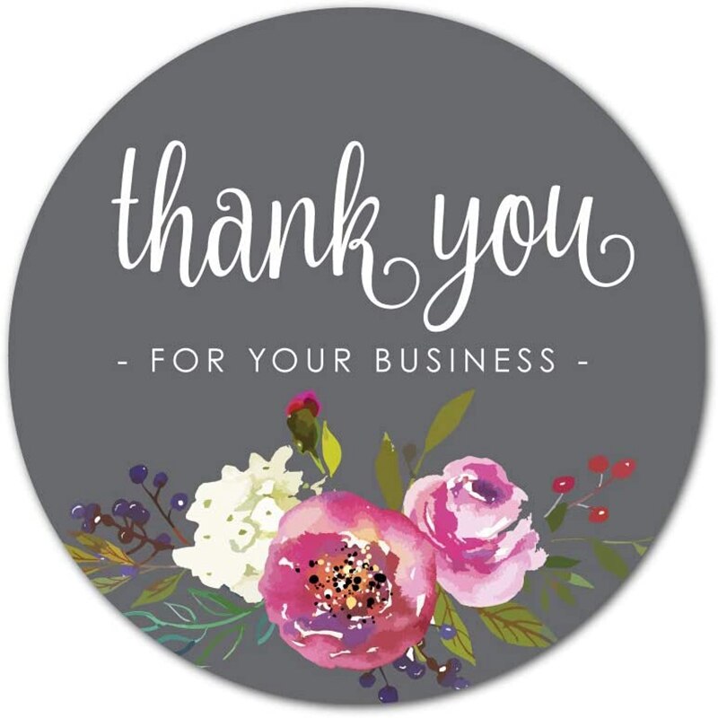 Thank You for Your Business Sticker Seal Labels Round Multi Color Flower 500 Labels Sticker Per Roll