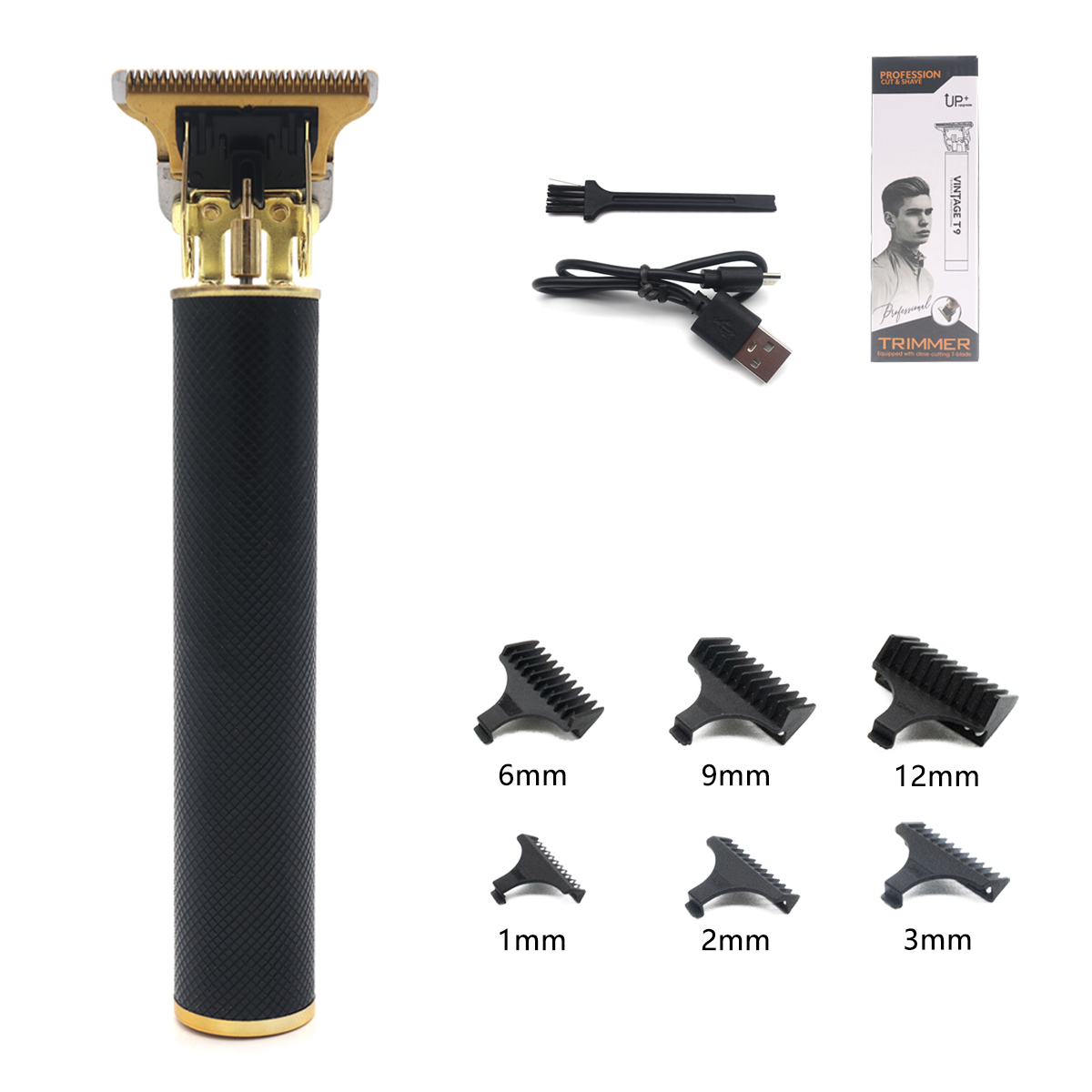 T9 Hair Trimmer Machine Metal Body Stainless Steel Blade Hair Clipper Beard Trimmer for Men Finishing Machine: WHITE