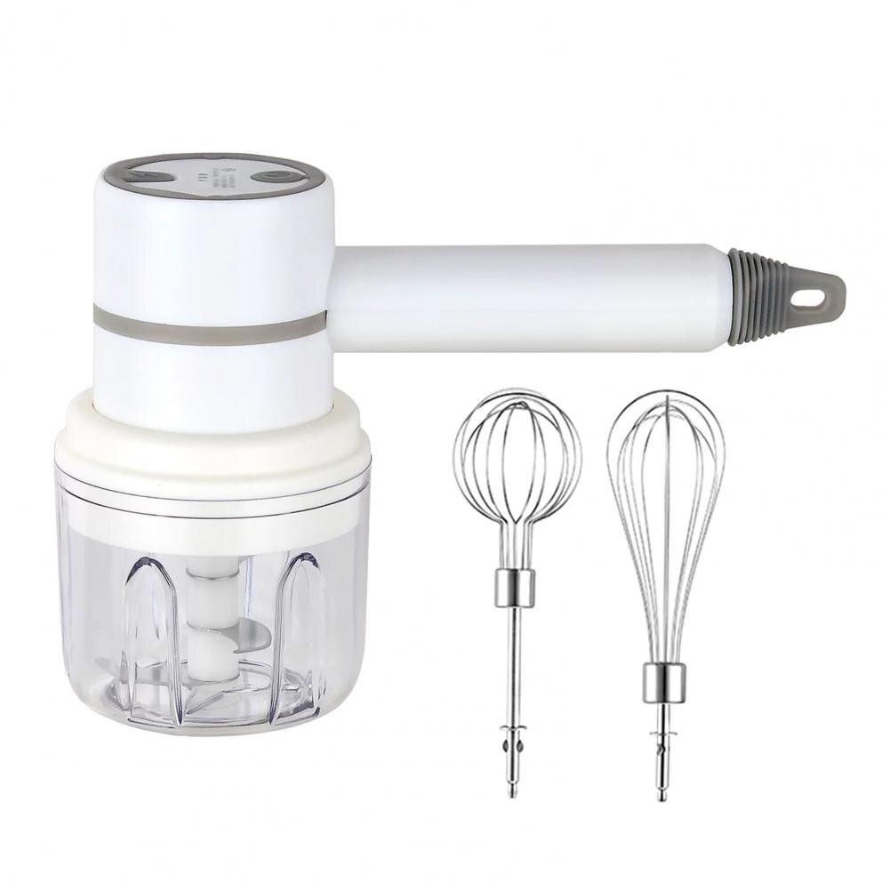1 Set Egg Whisk Mini Versatile Stick Blender Stainless Steel Handheld Egg Beater 3-Speed Electric Whisk Blender for Baking: White