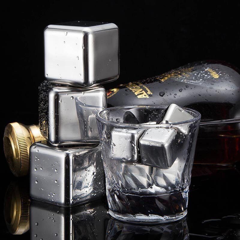 Återanvändbara isbitar i rostfritt stål kylning av whiskystenar för whiskyvin håll din dryck kall längre isstenöar