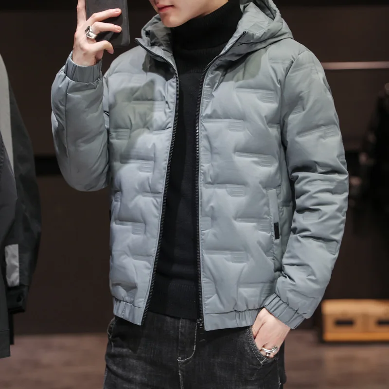 Chaqueta de algodón para hombre, abrigo ligero corto y grueso con capucha, ropa informal y moderna para invierno