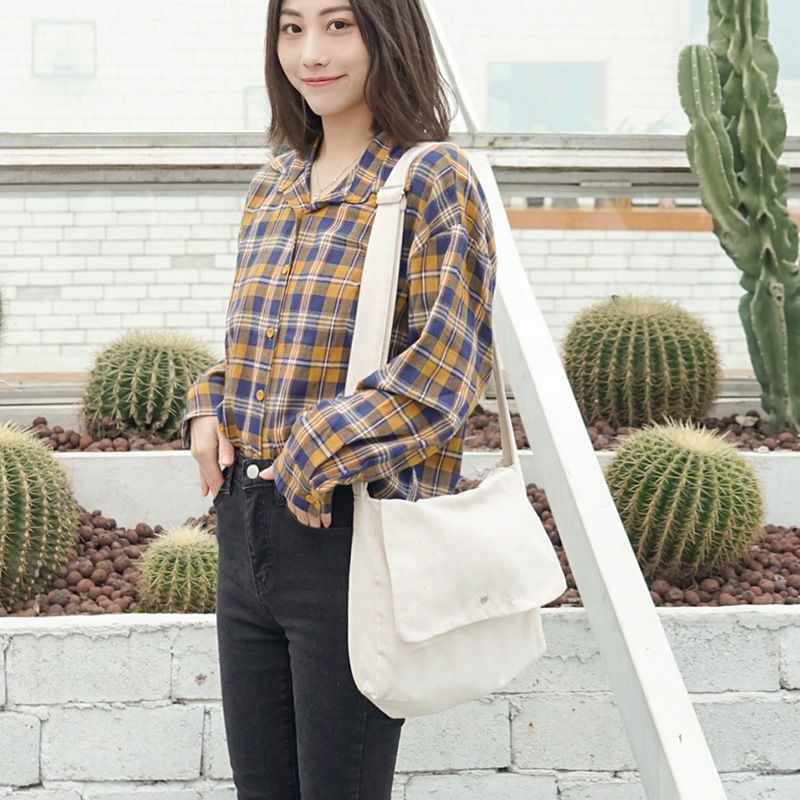 Sac en tissu de coton Simple pour femmes, fourre-tout décontracté, sacs d'école, sacoches pliables à fermeture éclair souple