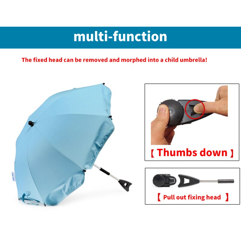 360 Graden Draaibare Wandelwagen Parasol Voor Kinderwagens En Buggy Paraplu Zon Bescherming Regen Bescherming Anti-Uv 50 + Functie