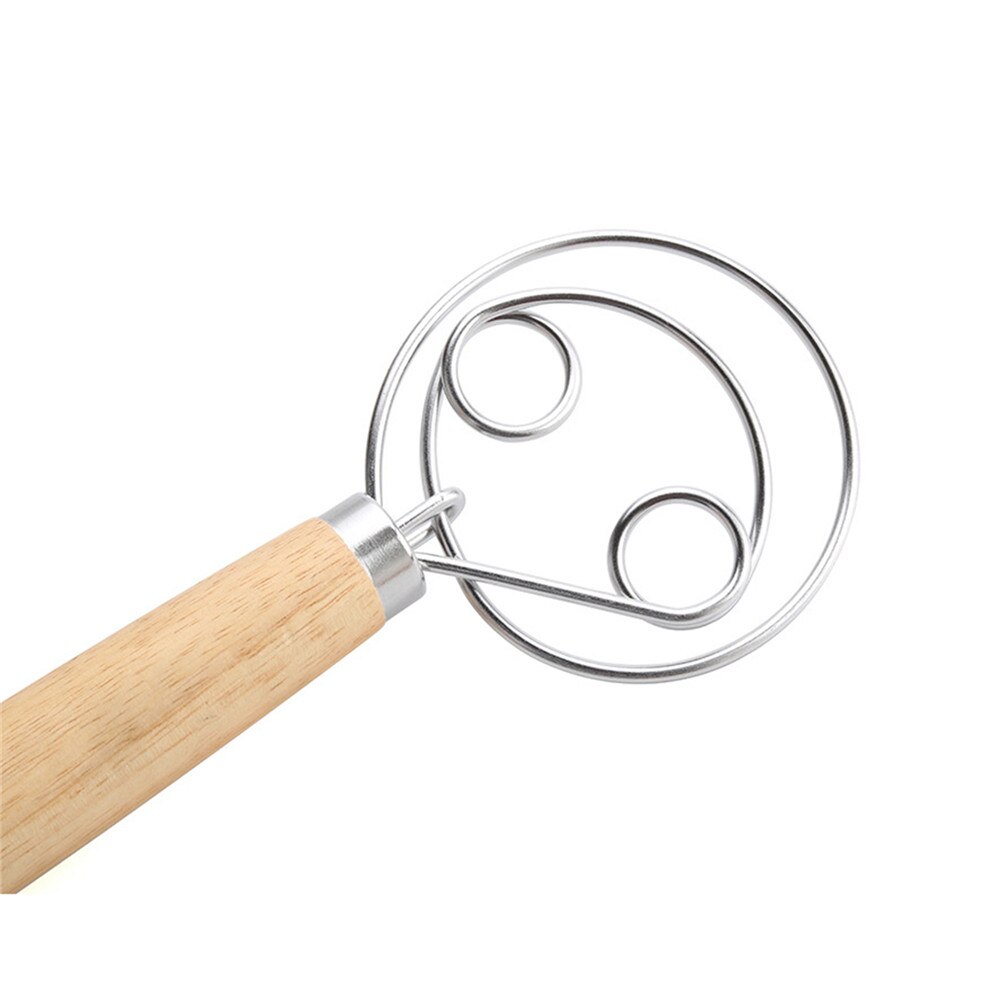 Double Coil/ Single Coil Bread Dough Whisk Mixer Blender Egg Beater 13’’ Wooden Handle Mixer Kitchen Dough Blender Egg Beater