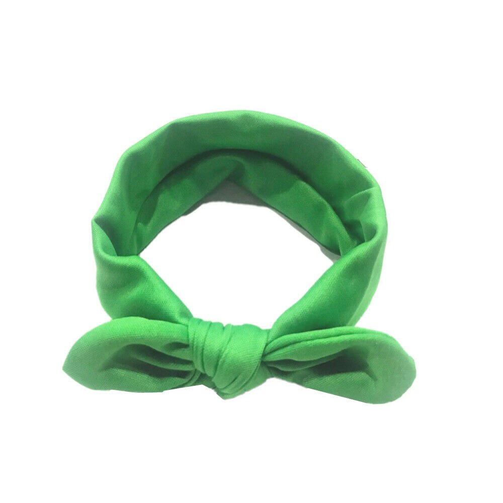 Emmababy Solid Cute Kids Girl Baby Elastic Cloth Toddler Flower Bow Headband Hair Band: Green