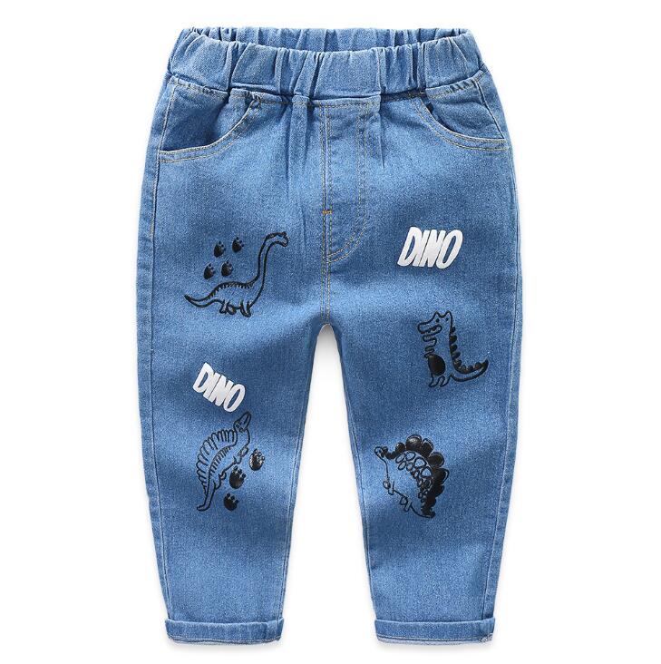 Enfant en bas âge garçons jean dessin animé imprimé Denim pantalon pour filles de enfants pantalons décontractés enfants couleur unie doux pantalon: 6T