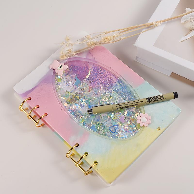 A5 Quicksand cahier couverture résine moule bricolage cristal UV époxy Silicone moules livre Transparent résine moulage moules