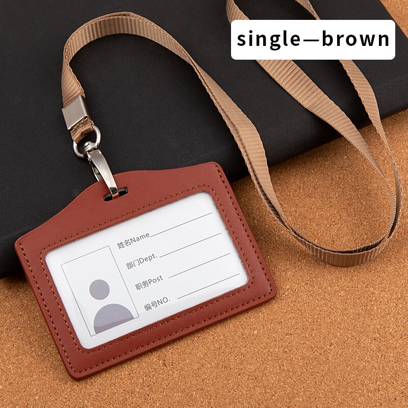 Leather student access Card Holder Employee Name ID Card Cover Metal Work Certificate Identity Badge Business Case: 4