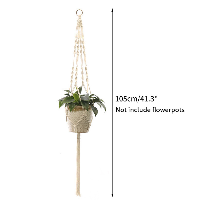 Tuinieren Groene Plant Hangende Mand Katoenen Touw Hanger Bloempot Handgemaakte Macrame Pot Zakmuur Boho Binnenplaats Home Decor: Clear