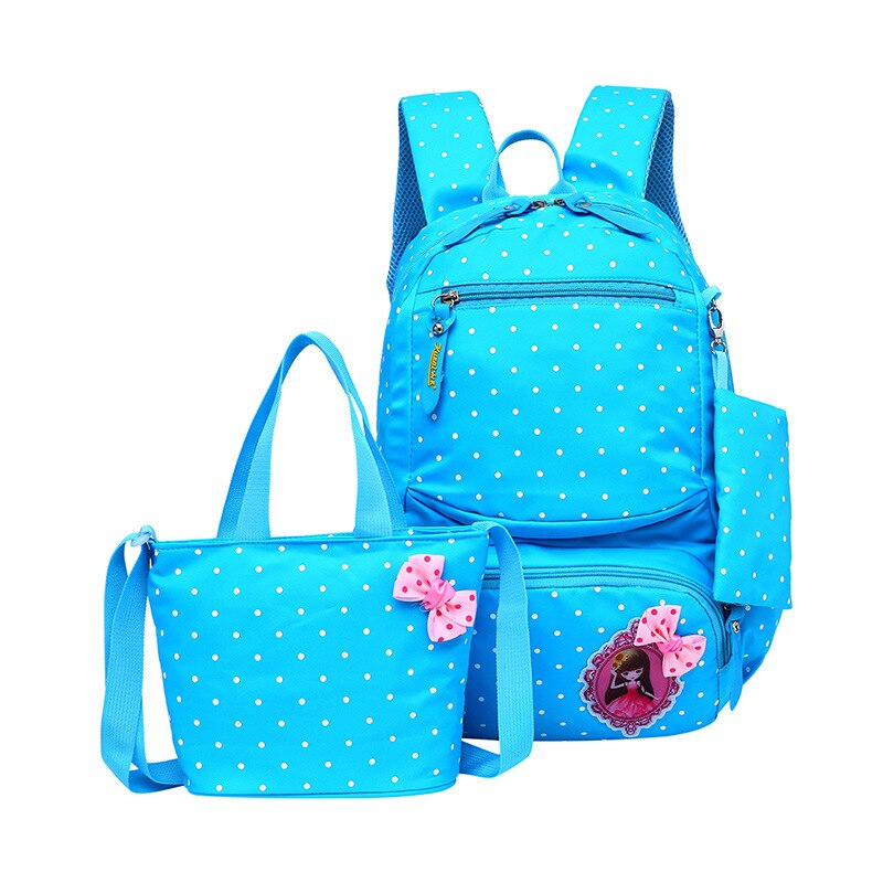 Nylon Waterdichte School Rugzak Zakken 3 Stks/set Kinderen Schoudertas Meisje Light Rugzakken Primaire Student' S Schooltassen: Blue