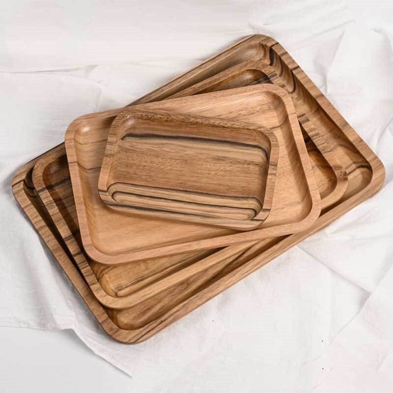 Brood houten bord japanse rechthoekige houten pan bord fruitschaal schotel theeblad dessert diner