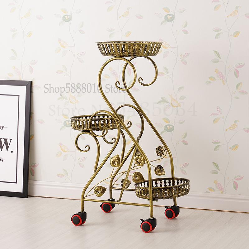 Multi-layered Wheeled Wrought Iron Mobile Flower Stand European-style Assembly Balcony Simple Corner Living Room Rack Garden: Sparks Fy 5