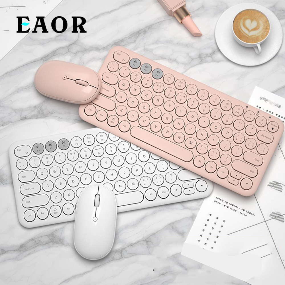 EAOR Portable Bluetooth Keyboard Mouse Set Mute Rechargeable Mini Wireless Keyboard for iPad Tablet Phone Laptop Android iOS MAC
