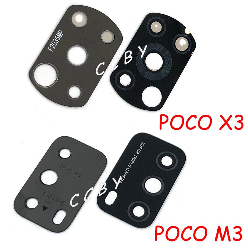 2pcs Camera Glass Lens For Xiaomi Mi Poco X3 / M3 Rear Bcak Camera Glass Cover With Adhesive Sticker