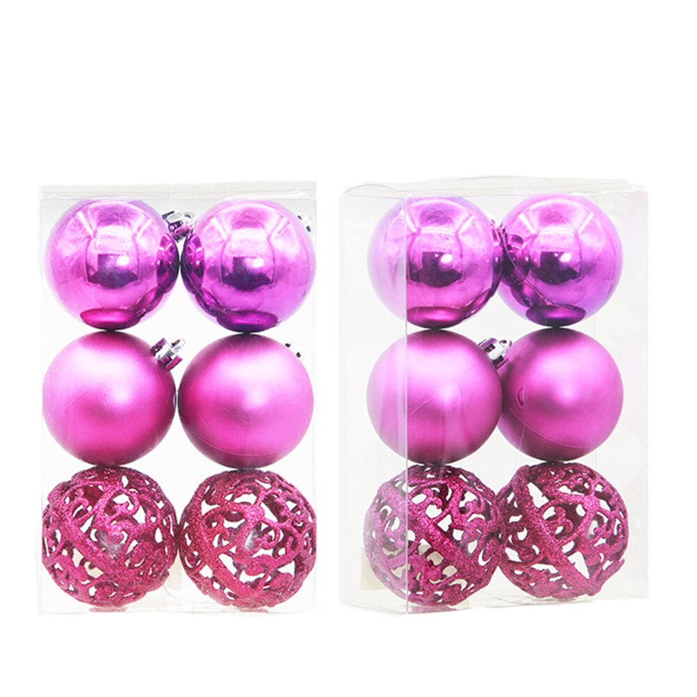 6 stuks onbreekbare kerstbaldecoratie balfeest thuis kerstboomversiering: Rozenrood
