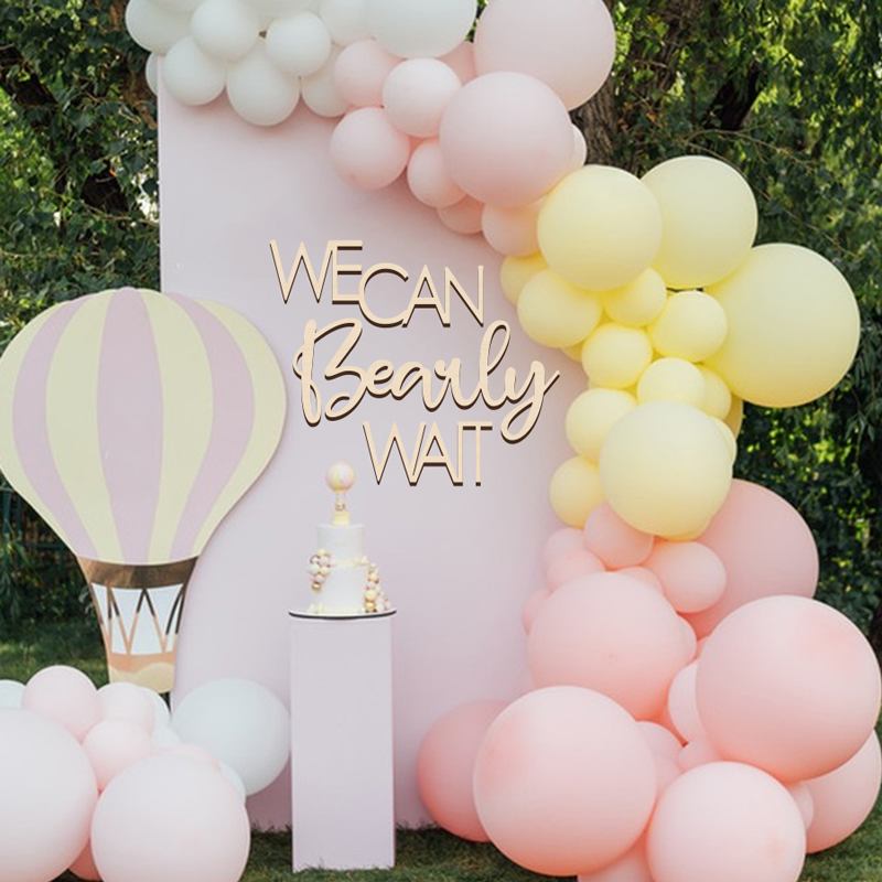 YOMDID We Can Bear Wait Baby Shower decorativo Letter Sign Banner Hanging Gender Reveal segno in legno Hanging Birthday Party puntelli