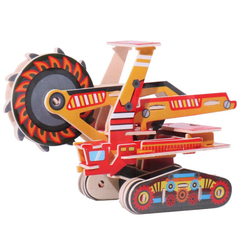 Nueva maquinaria de excavación, excavadora de juguete, Kits de madera 3D, conjunto de rompecabezas, vehículo de ingeniería, juguetes educativos para niños