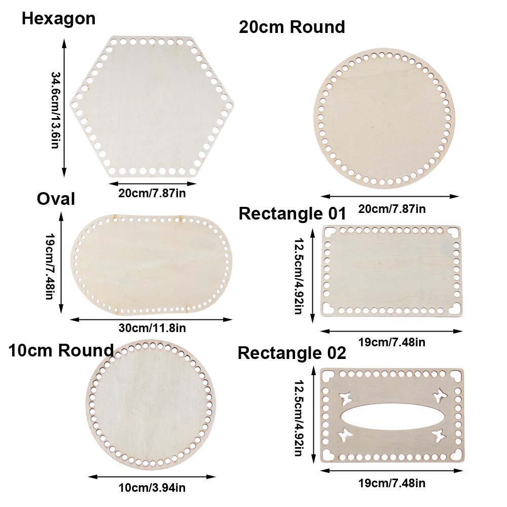 2Pcs Weaving Hollow Crochet Basket Base Template DIY Craft Cross Stitch Bag Making Round Wooden Basket Bottom Paper Box Base