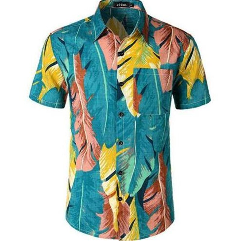 Mannen Hawaiian Shirts Zomer Bloemen Gedrukt Beach Korte Mouw Kamp Casual Shirt Tops Blouse