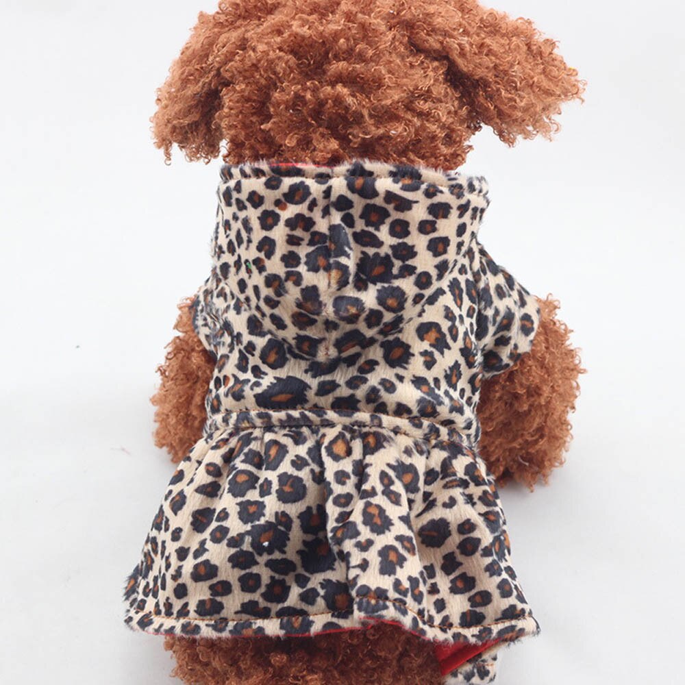 Hond Kat Dress Kleding Tutu Huisdier Hoodie Rok Winter Luipaard Kleding Met Hoed Voor Kleine Hond Teddy Chihuahua Huisdier Product