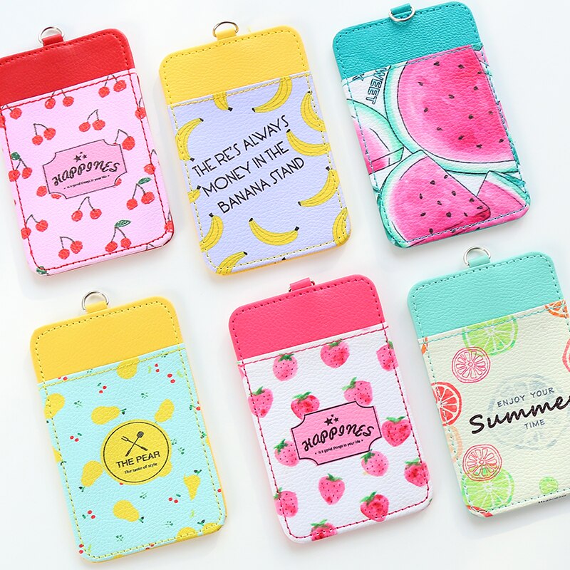 Fresh Style Fruits Patterns PU Leather Card Bus Card Name Business Cards Holder Office & School Supplies