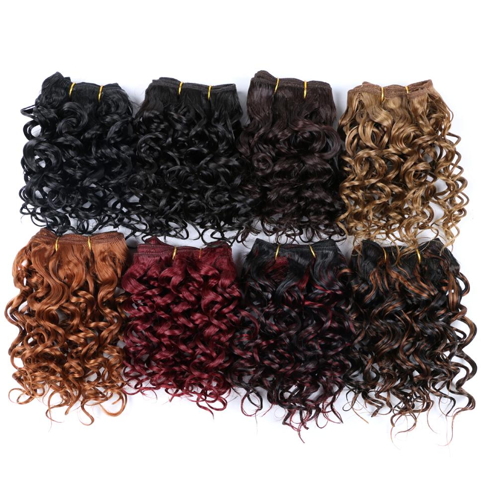 3Pcs/Lot Hair Weaving Afro Kinky Curly Hair Extensions For Women Synthetic High Temperature Fibre Ombre Crochet Hair Color