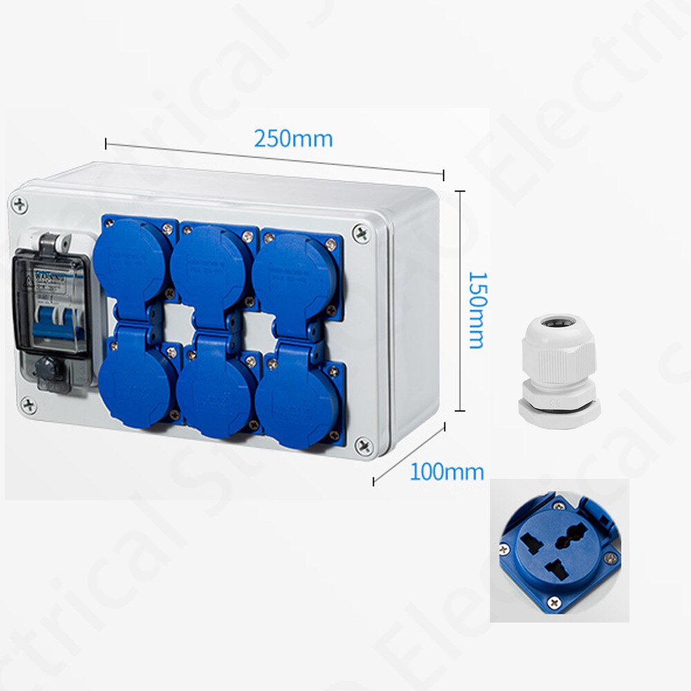 Outdoor rainwater socket Three holes 10A home wall mounted multi-function outdoor socket box electric car charging