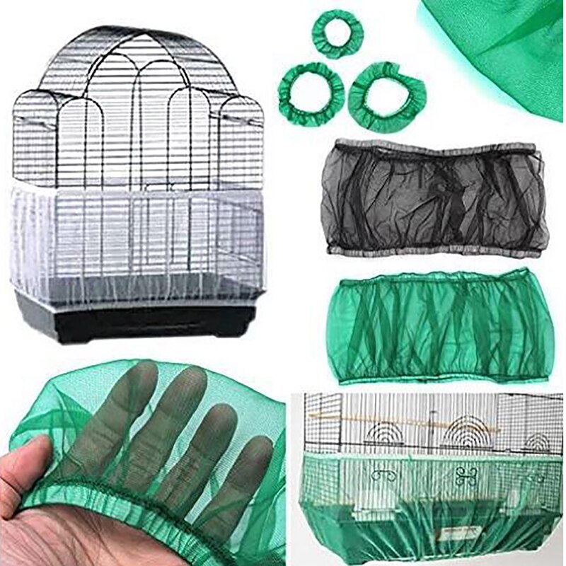 Nylon mesh fugl bur dække shell nederdel let rengøring fangst vagt fugl bur tilbehør luftige mesh papegøje fugl bur net