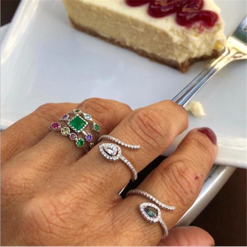 Simple Snake Ring 925 Sterling silver AAAAA cz Sizeable Promise Wedding Band Rings for Women Bridal Party Finger Jewelry