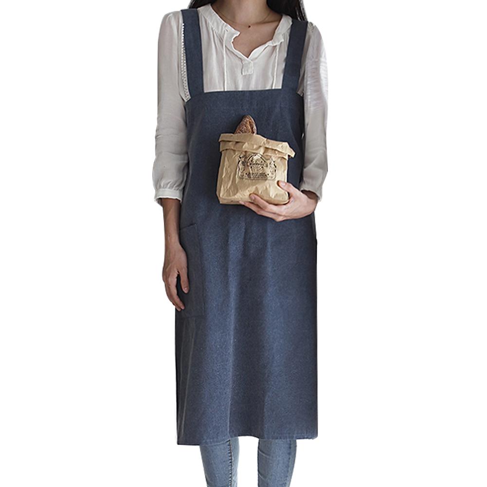 Universele Schort Nordic Japanse Stijl Eenvoudige Koreaanse Katoen Werk Schort Keuken Bloem Winkel Anti-Vuile Schort: Blue