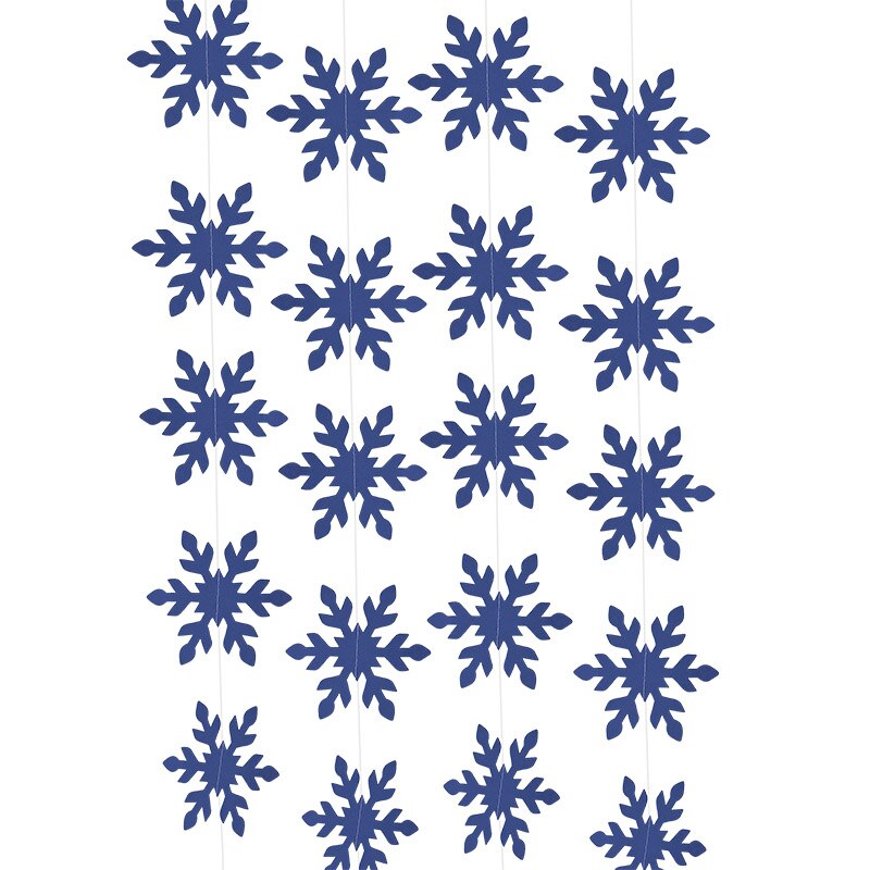 Snefnug form bunting banner jul hvid blå papir guirlande til vinterfest juleår hængende guirlande dekoration: S04