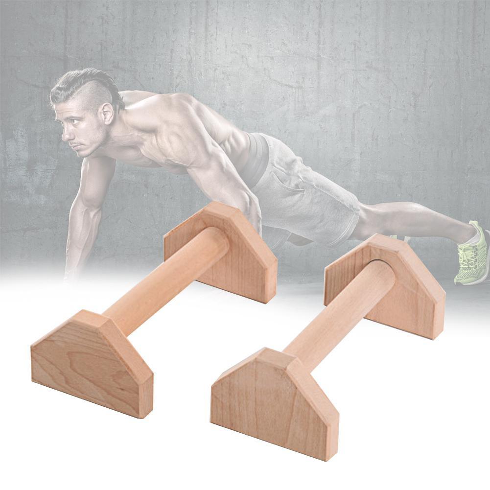 1Pair Wooden Push-up Stands Bars Home Gym Push Pull Training Calisthenics Body Building Anti-slip Parallettes Handstand Fitness