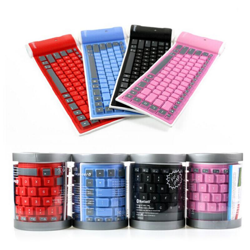 Teclado inalámbrico Bluetooth plegables enrolladas silenciosas, silicona suave, Flexible, para teléfonos inteligentes, tabletas y periféricos de ordenador