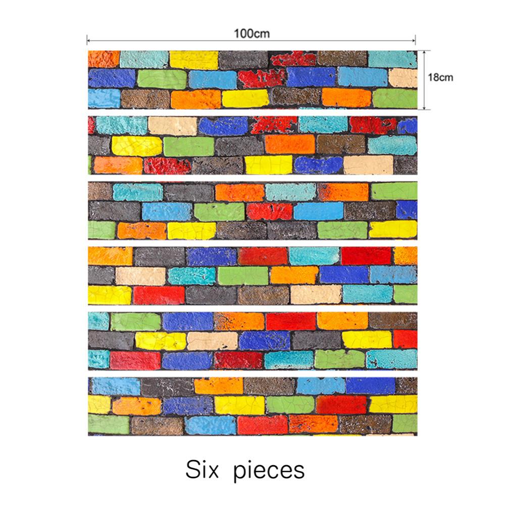 Escadas 3d adesivos papel de parede decalques da escada colorido rústico telhas padrão diy escada adesivo decoração para casa 6 pçs/set