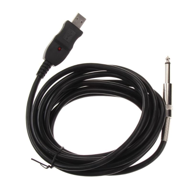 Guitar Bass 1/4 6.3mm To USB Interface Link Connection PC Instrument Cable Audio Adapter Converter USB Guitar Cable 3M Z70